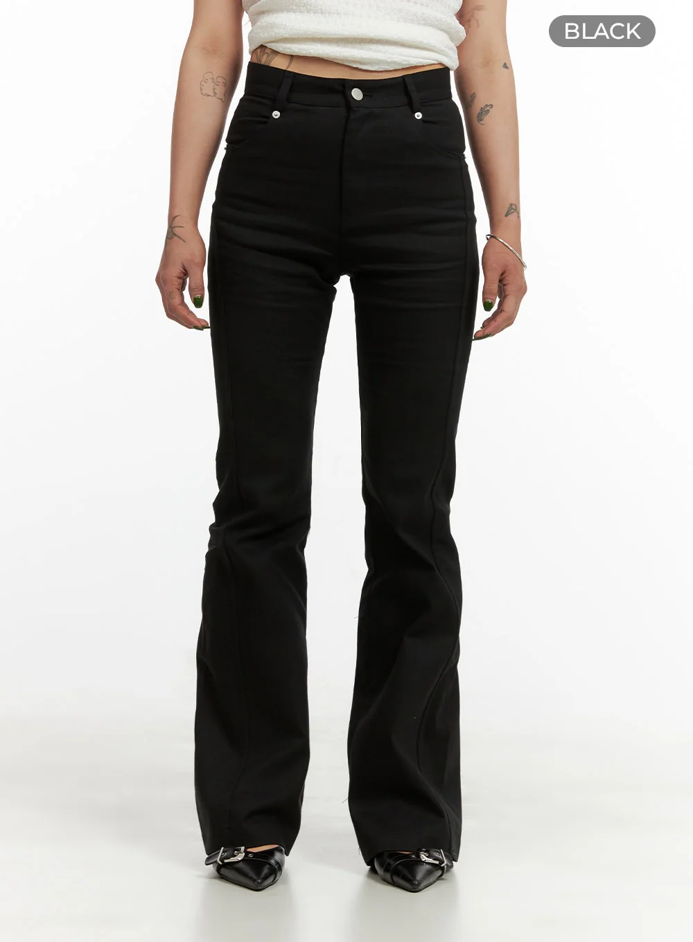 Solid Bootcut Cotton Pants CY430 - Image 7