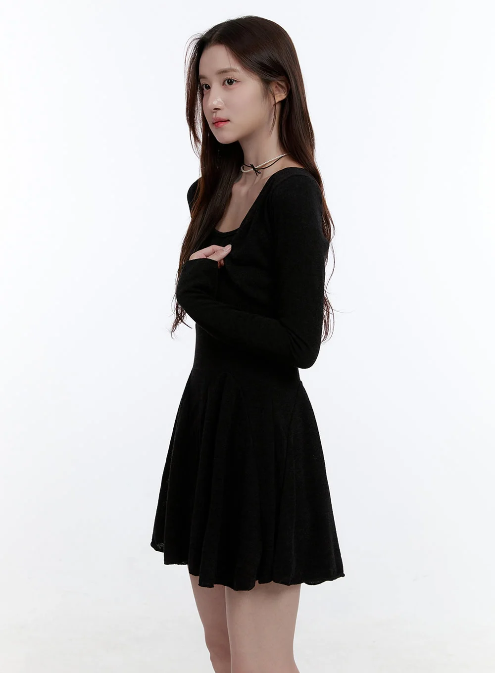 Solid Charm Mini Dress and Cardigan Set OO407 - Image 6