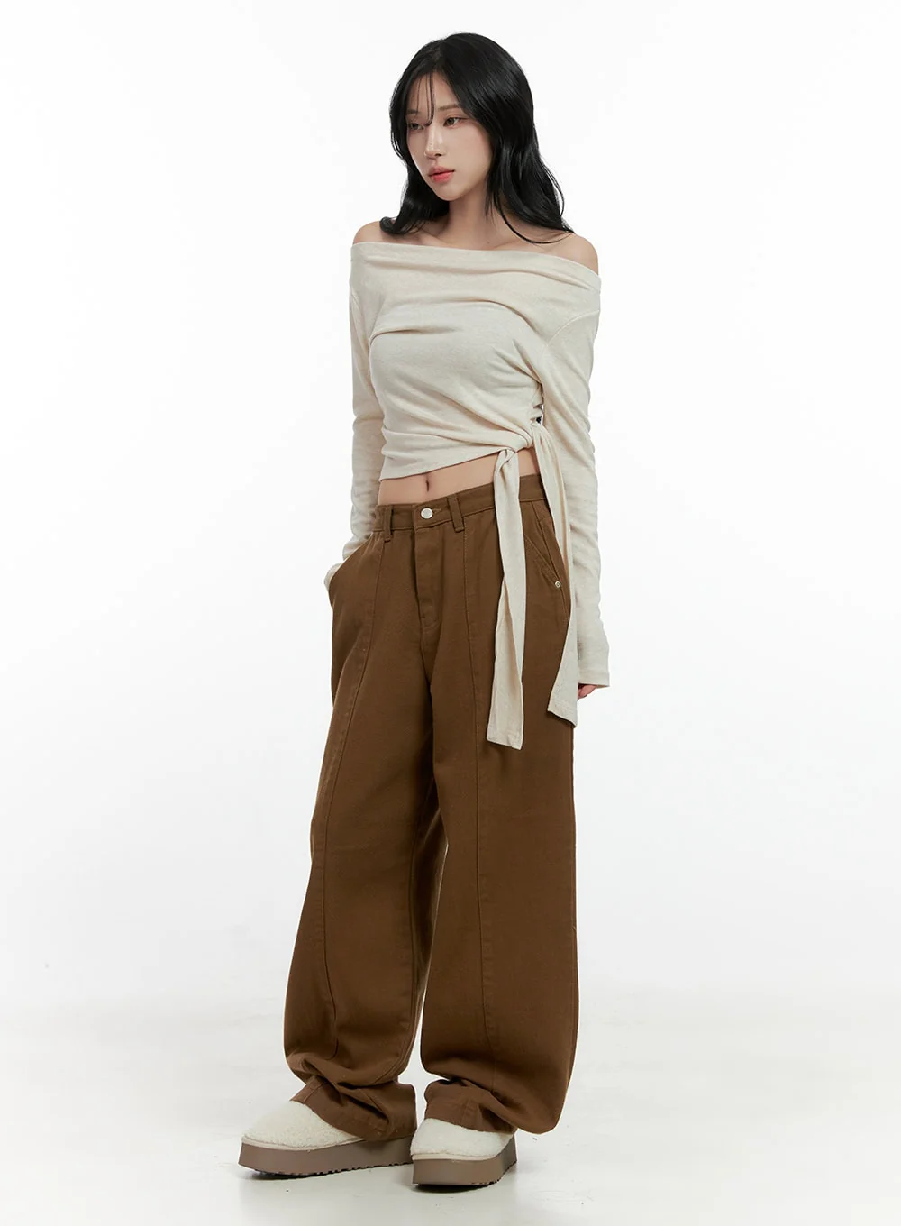 Solid Cotton Wide Leg Pants CN408 - Image 2
