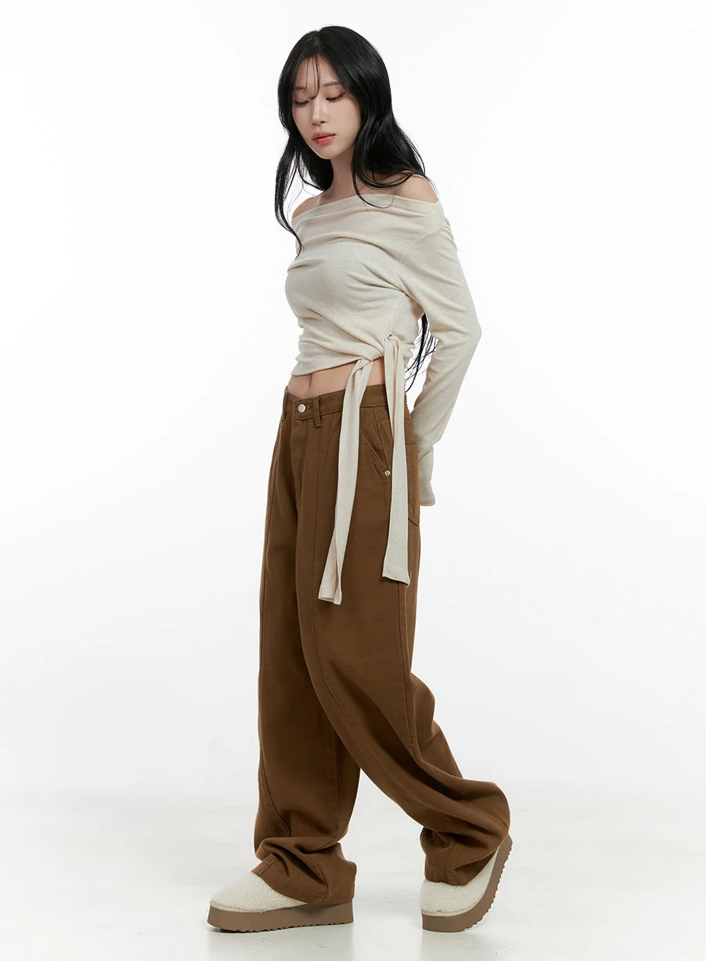 Solid Cotton Wide Leg Pants CN408 - Image 4