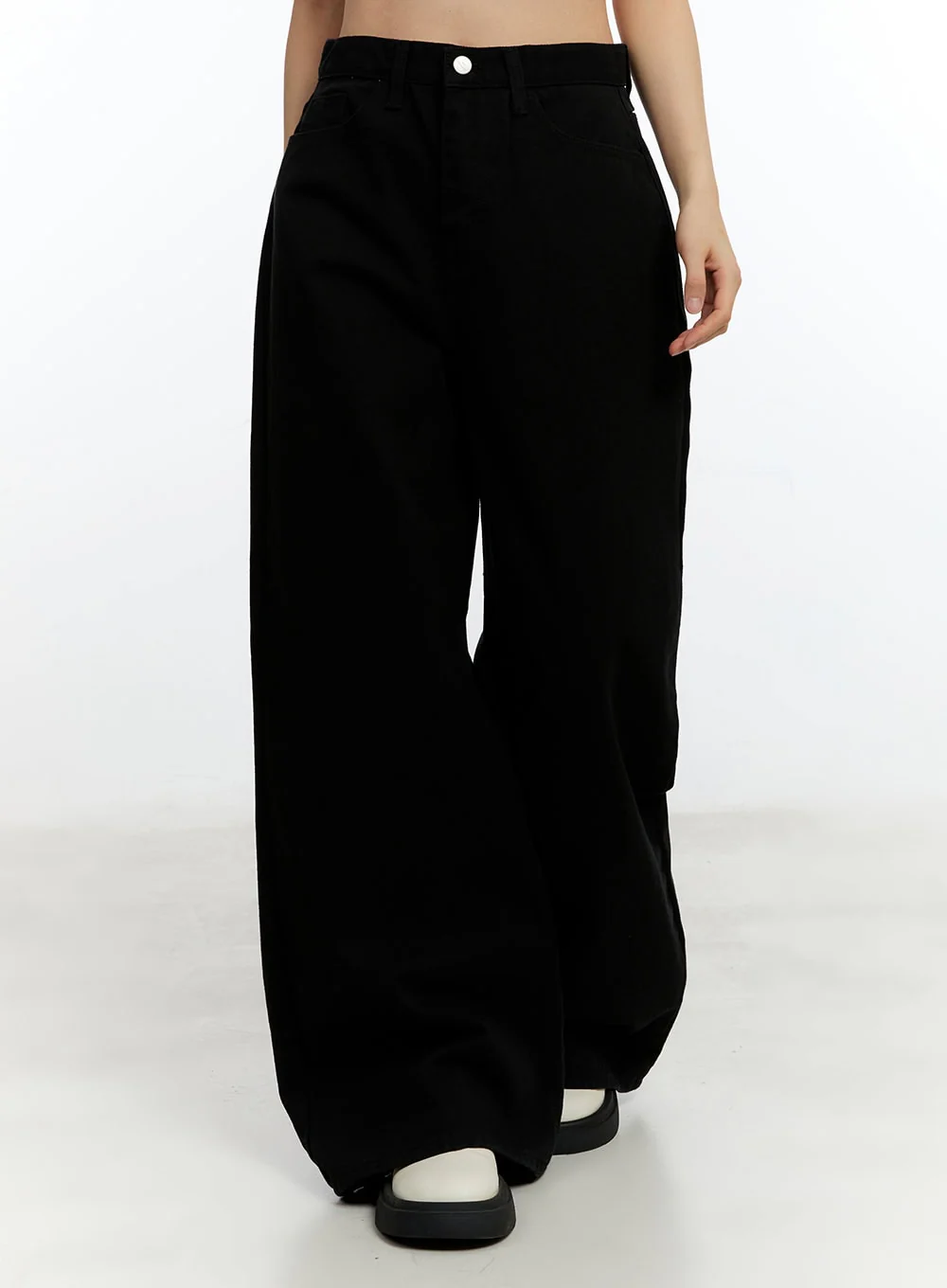 Solid Cotton Wide-Leg Trousers CM521 - Image 10