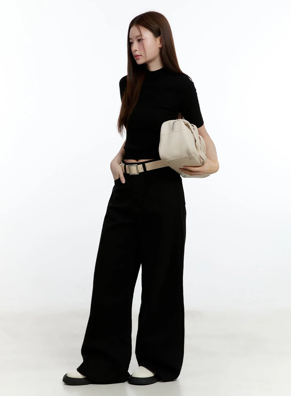 Solid Cotton Wide-Leg Trousers CM521 - Image 2