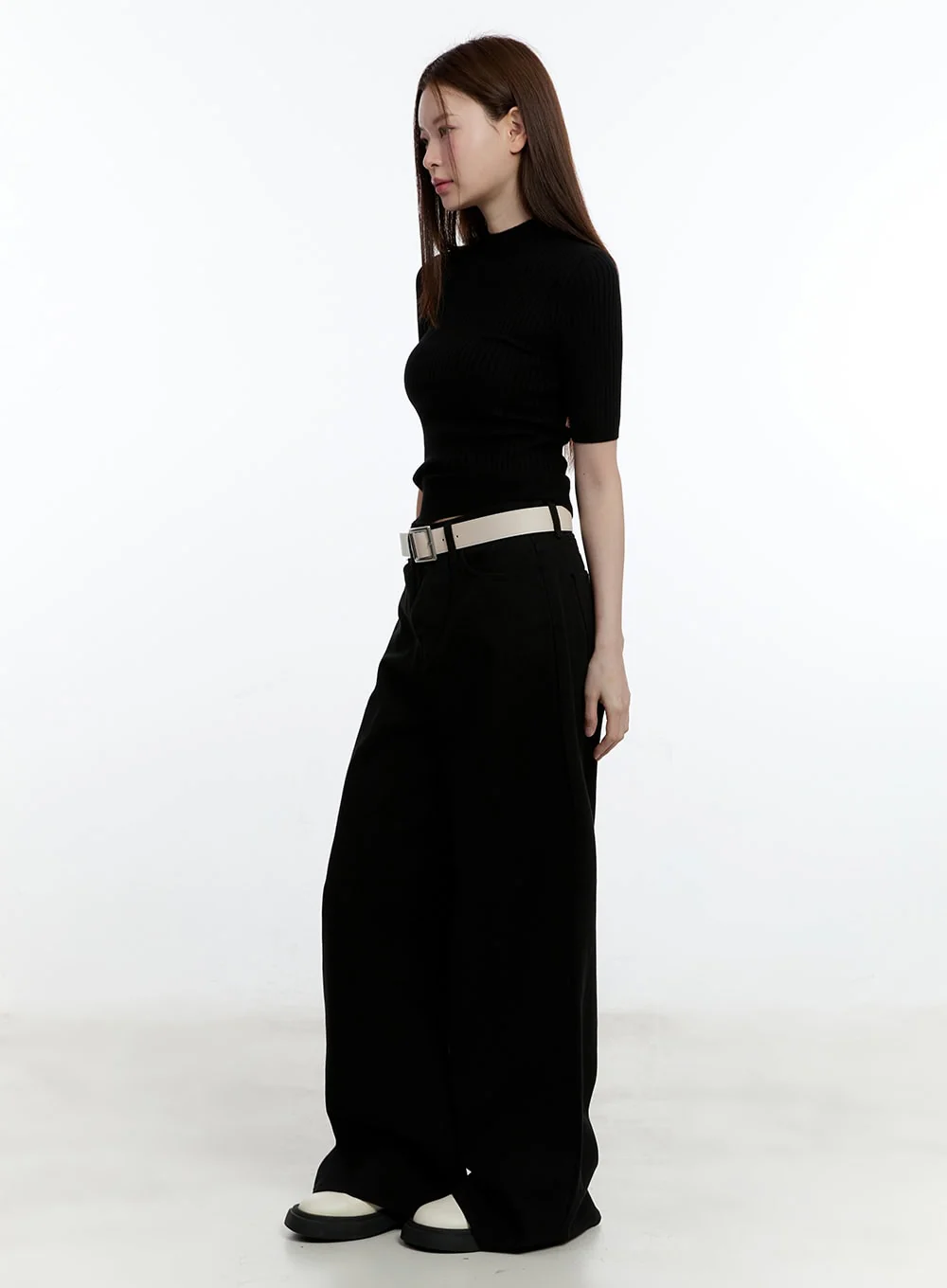 Solid Cotton Wide-Leg Trousers CM521 - Image 4