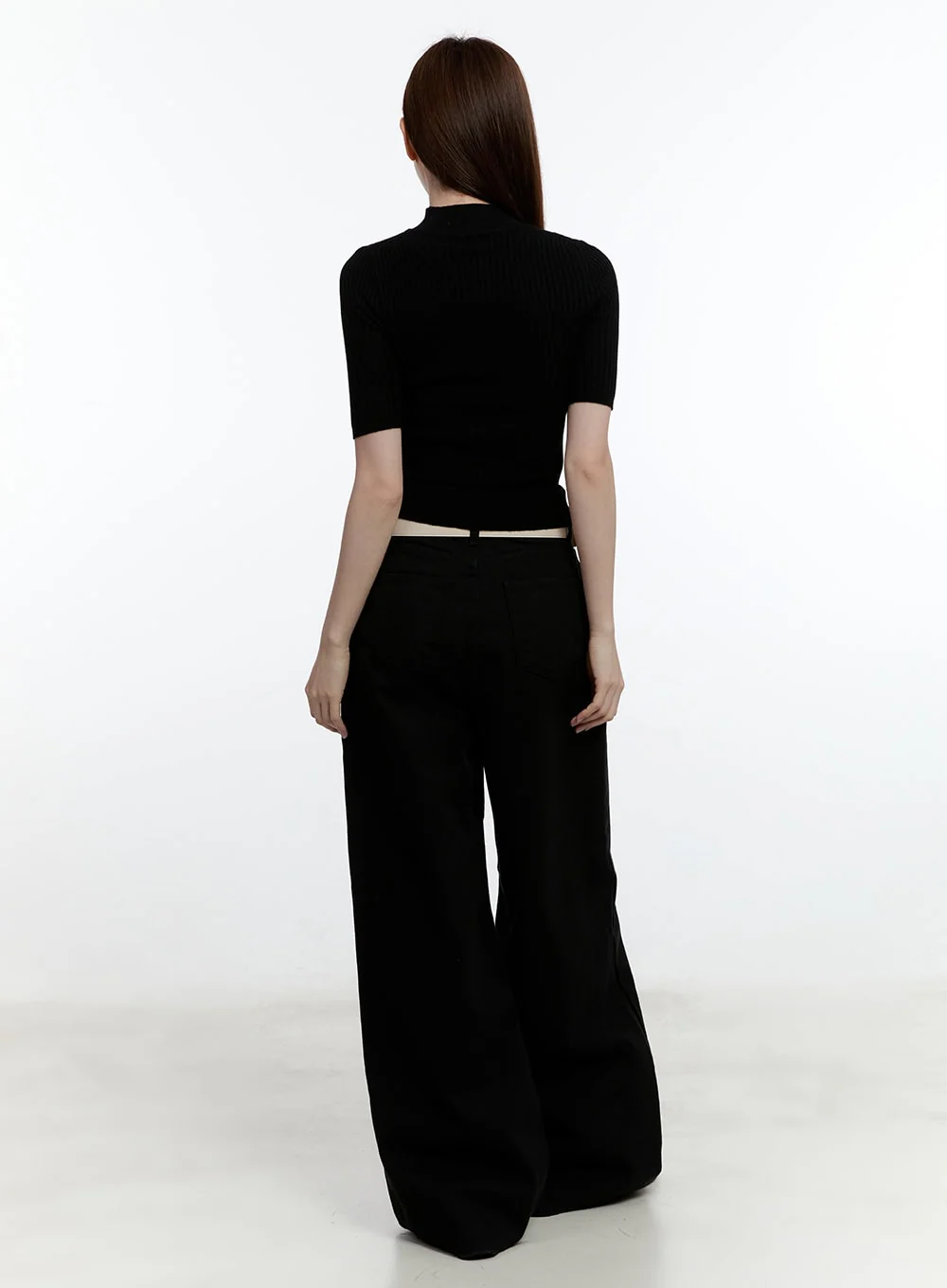 Solid Cotton Wide-Leg Trousers CM521 - Image 5