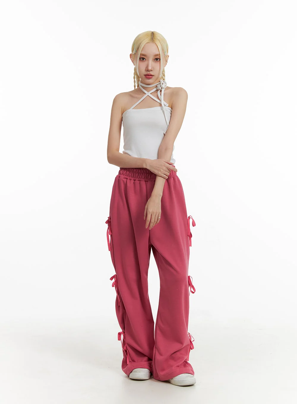 Solid Halter Bowknot Cami Top IF408 - Image 2