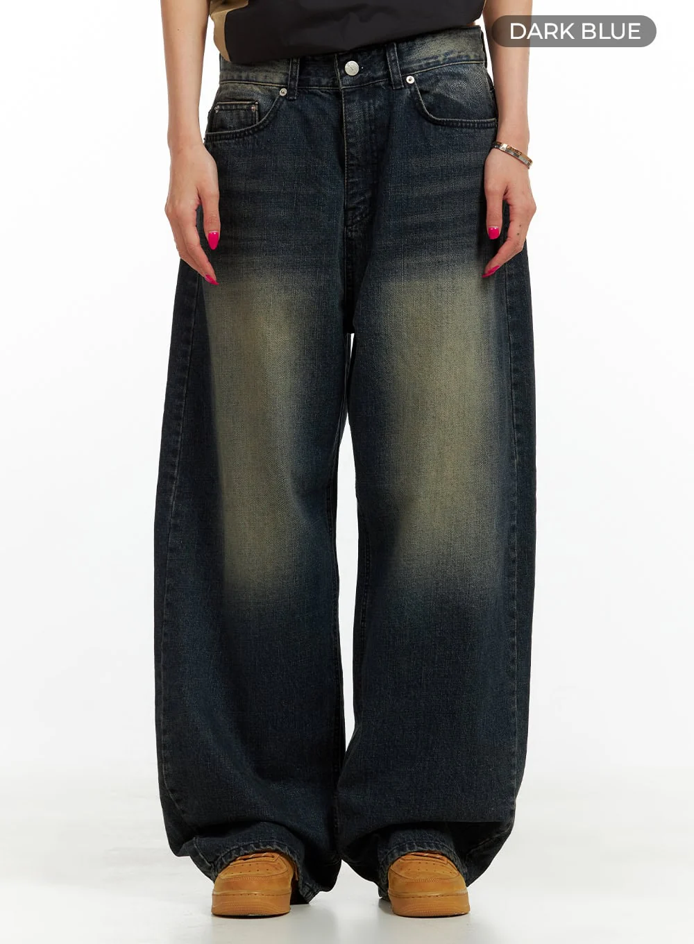 Solid Low Rise Baggy Jeans CU417 - Image 6