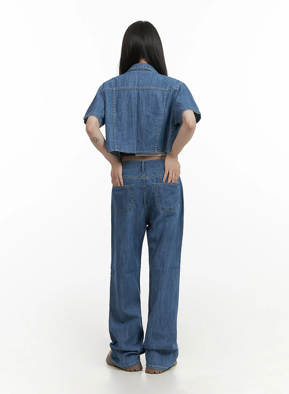 Solid Low Rise Baggy Jeans CY407 - Image 3