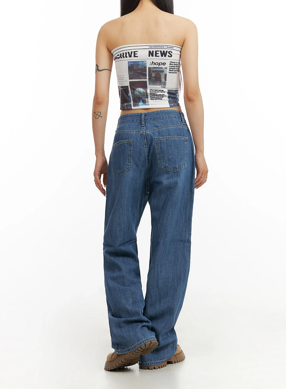 Solid Low Rise Baggy Jeans CY407 - Image 6