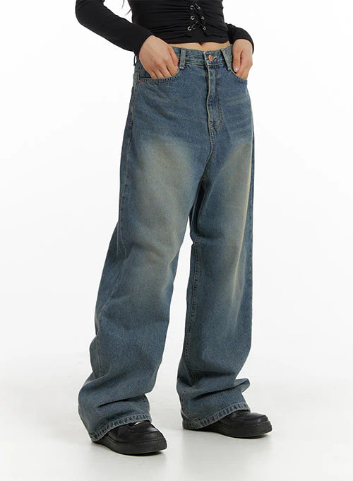 Solid Mid Waist Pocket Straight Leg Jeans IJ411 - Image 6