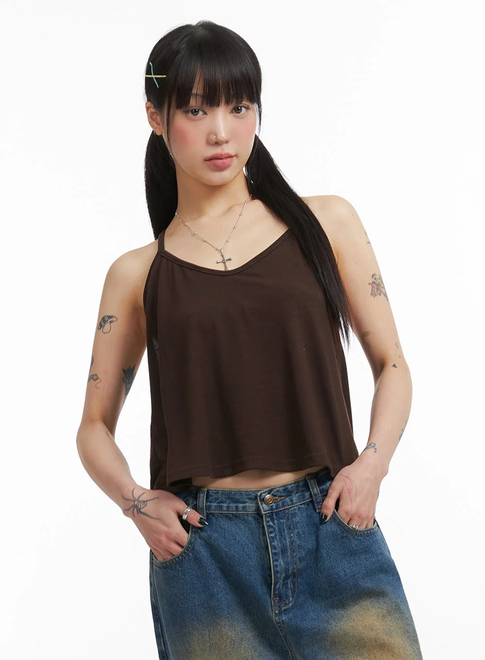 Solid V-Neck Cami Top IJ411 - Image 4