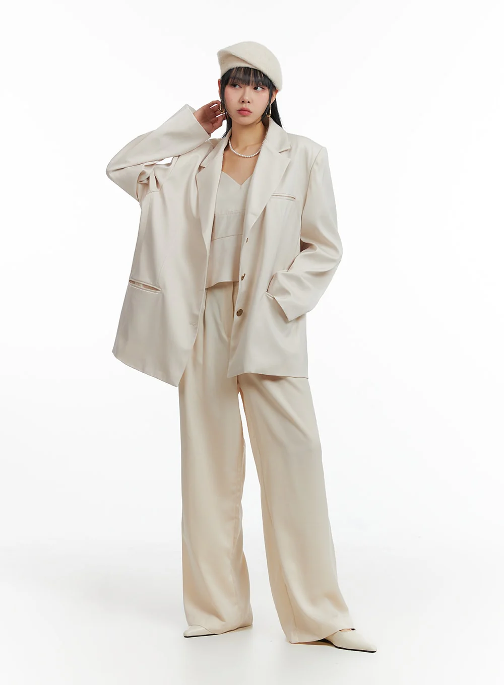 Solid Wide Leg Trousers IF402 - Image 3