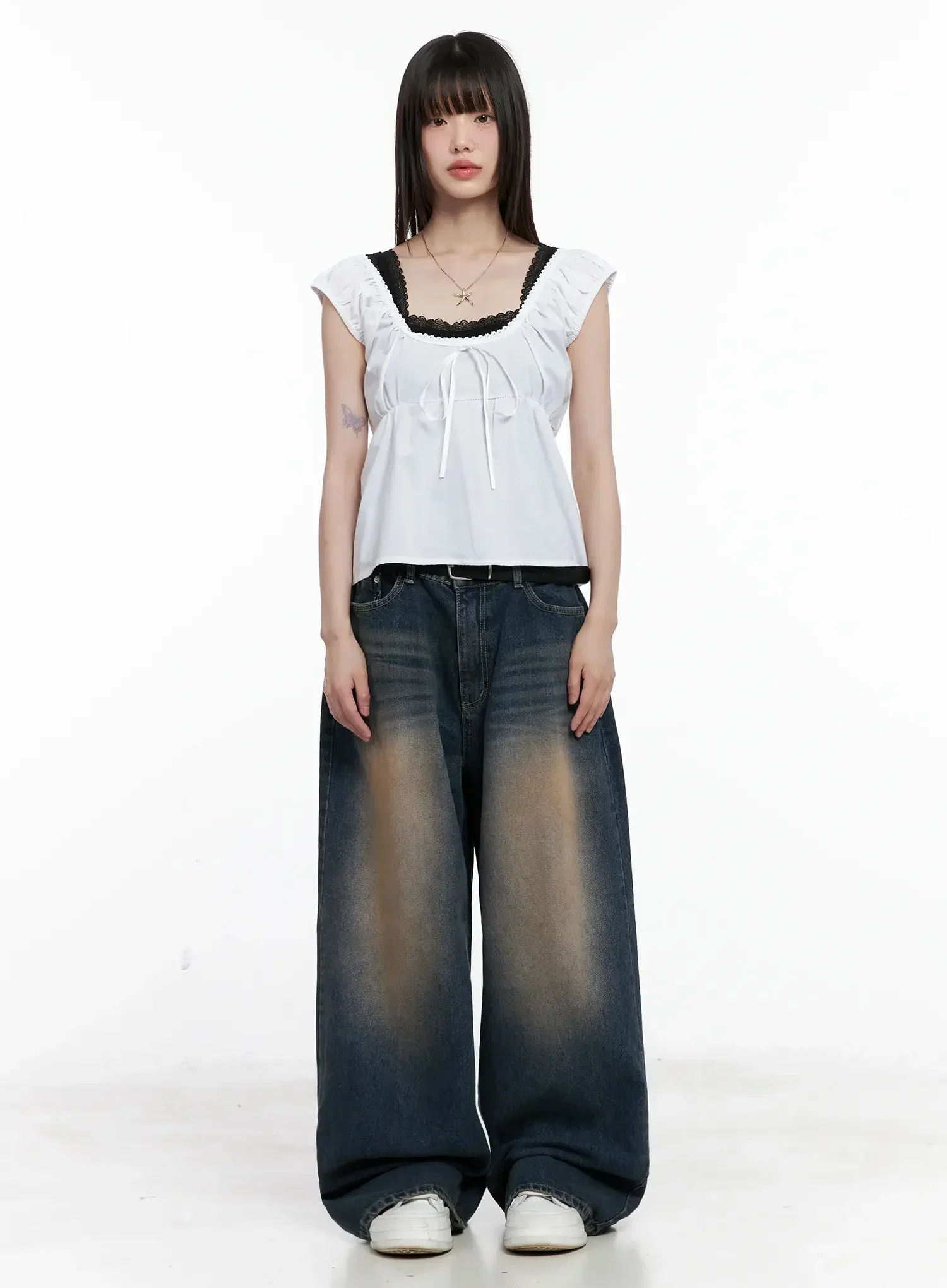 Solji Acid Washed Wide-Leg Jeans IL531 - Image 4