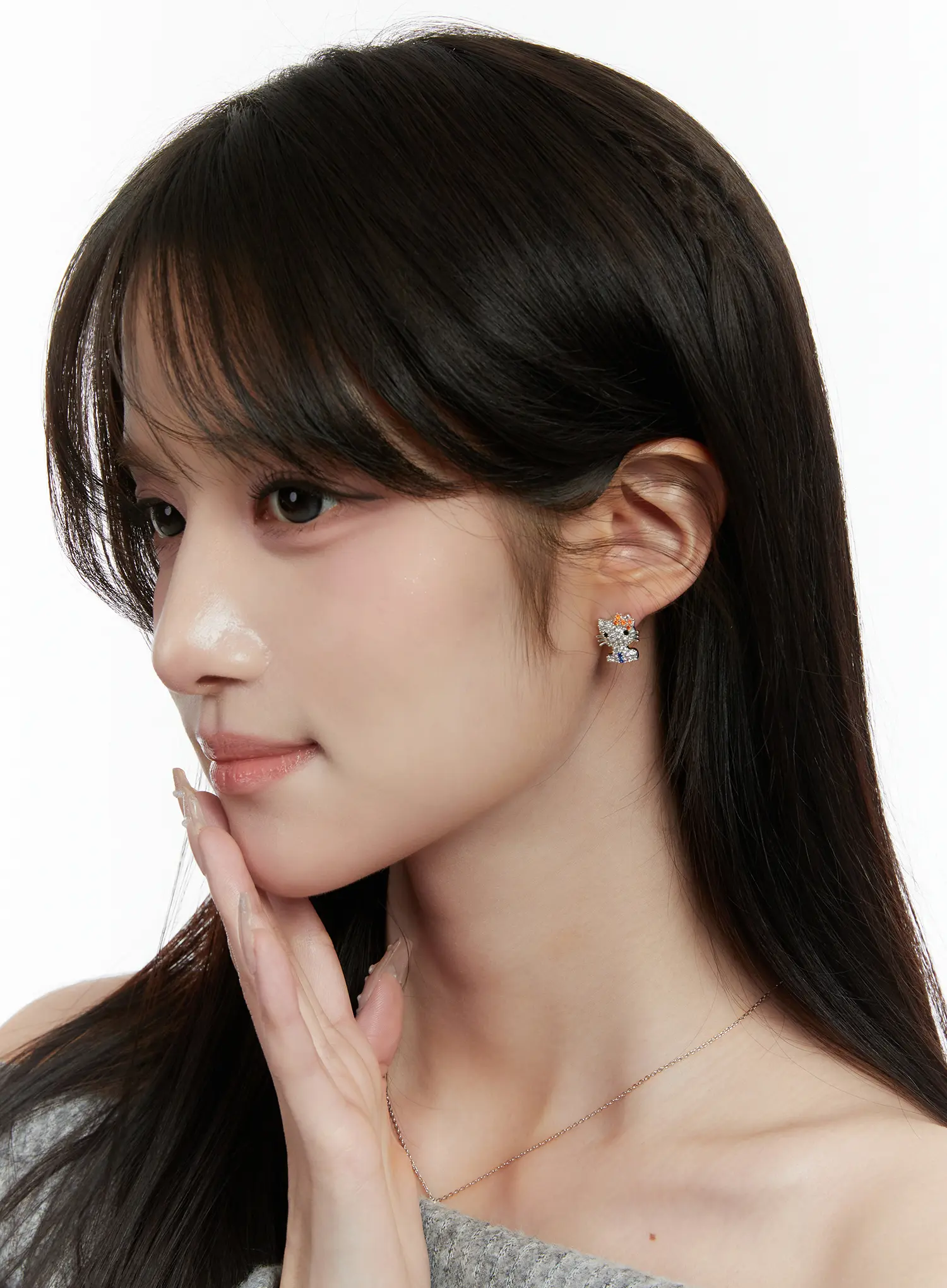 Sparkling Kitty Stud Earrings CD514 - Image 2