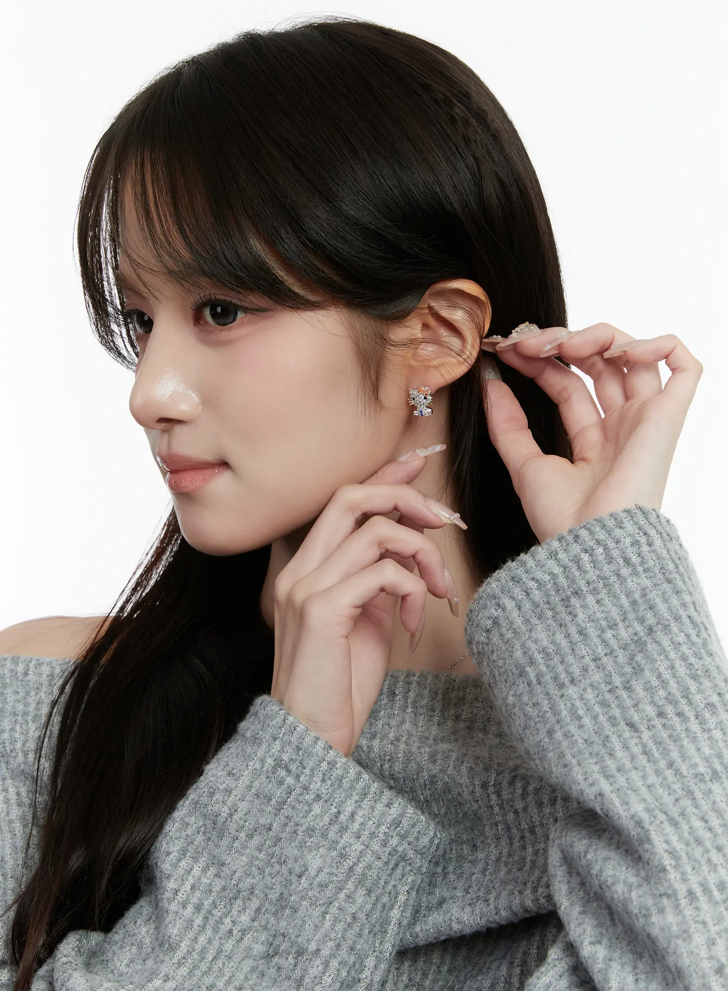 Sparkling Kitty Stud Earrings CD514 - Image 3