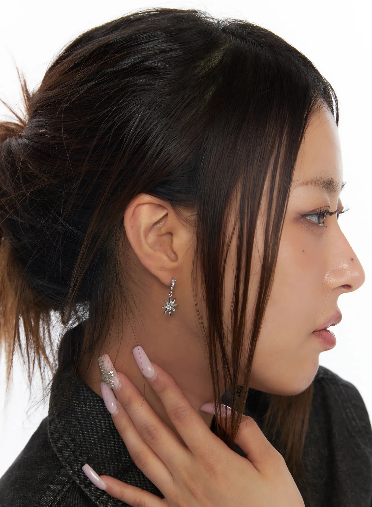 Sparkling Star Drop Earrings CA517 - Image 2