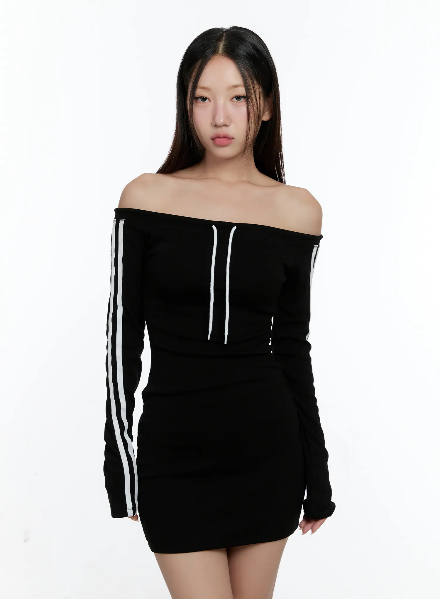 Sporty Off-Shoulder Knit Dress CS518 - Image 5