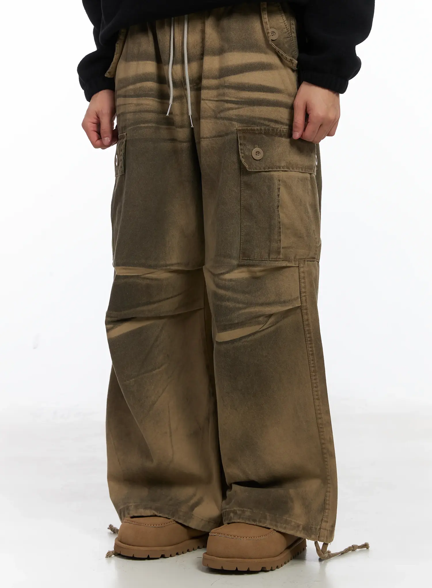 Spray Washed String Cargo Pants ID515 - Image 2