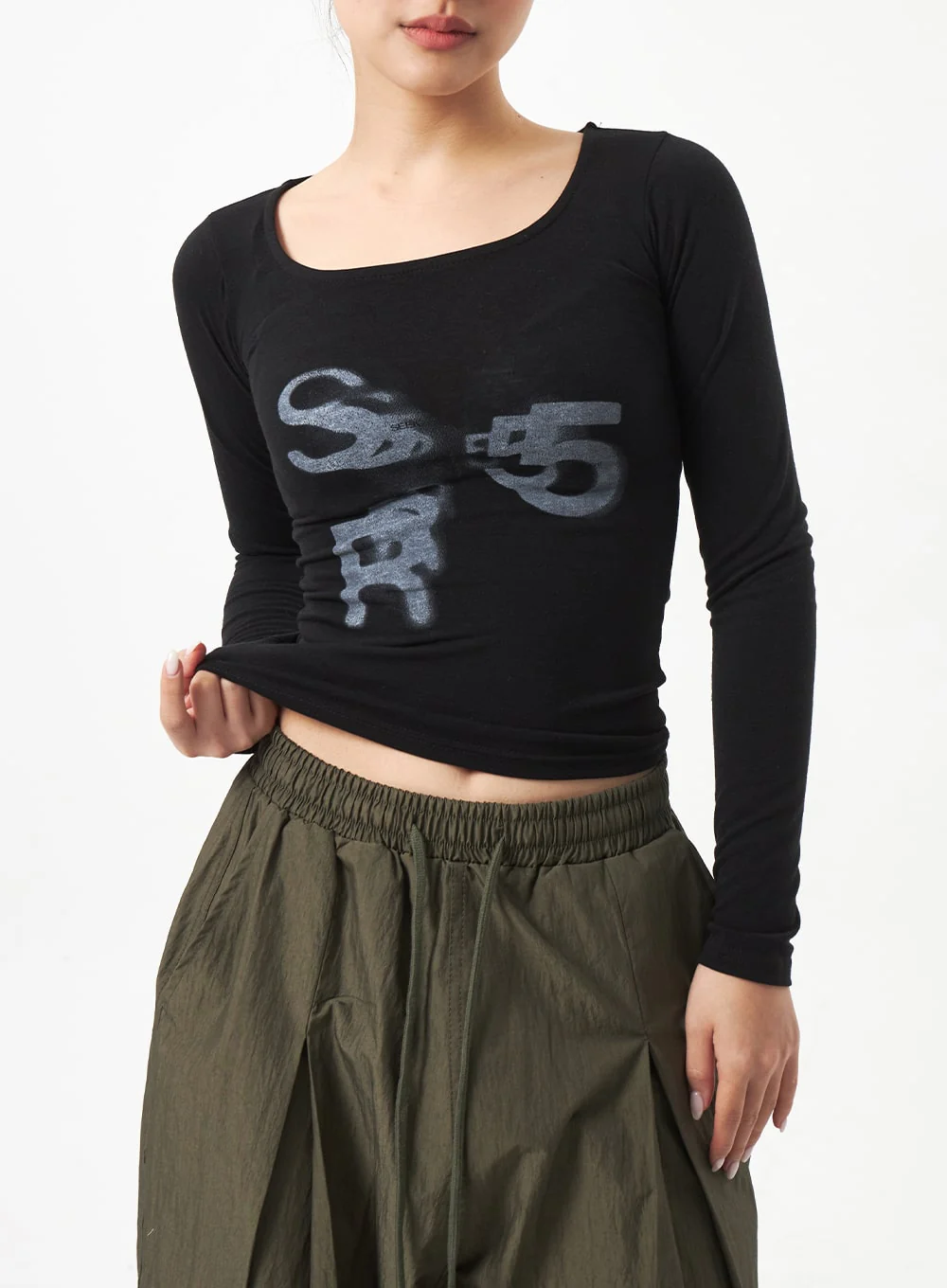 Square Neck Cropped Top CA318 - Image 2