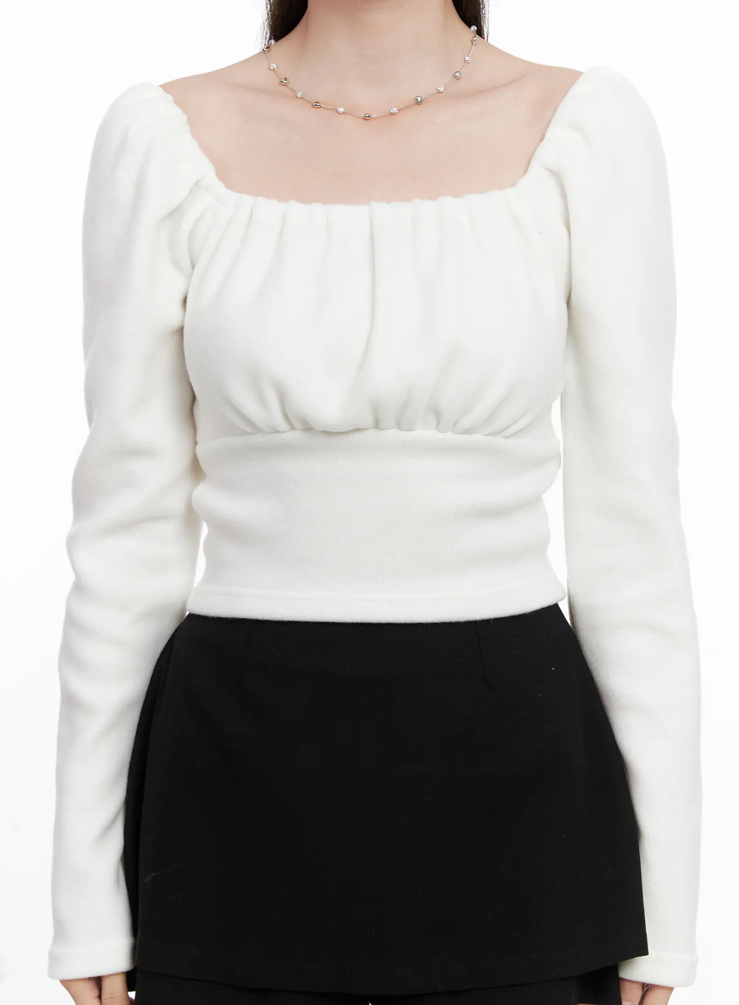 Square Neck Shirred Long Sleeve Top CN504 - Image 4