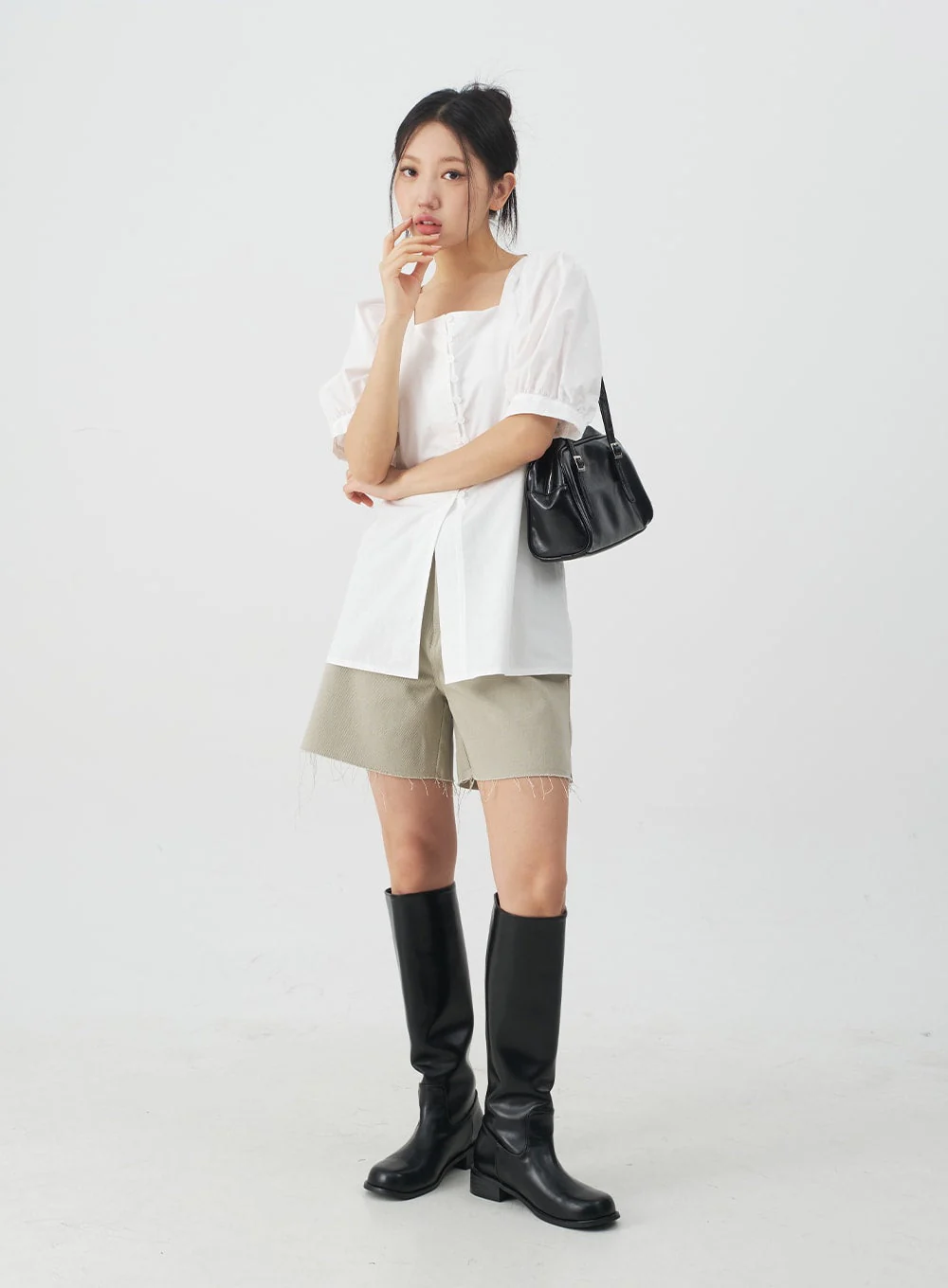 Square Neck Short Sleeve Blouse CY27 - Image 3