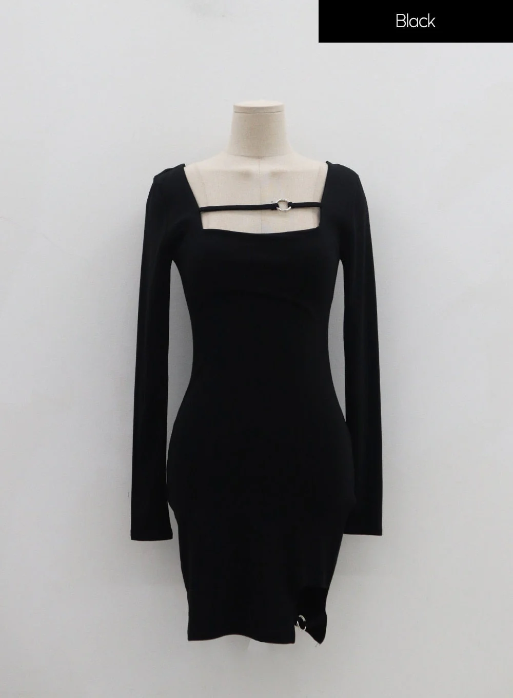 Square Neck Silver Color Hoop Mini Dress IN22 - Image 21