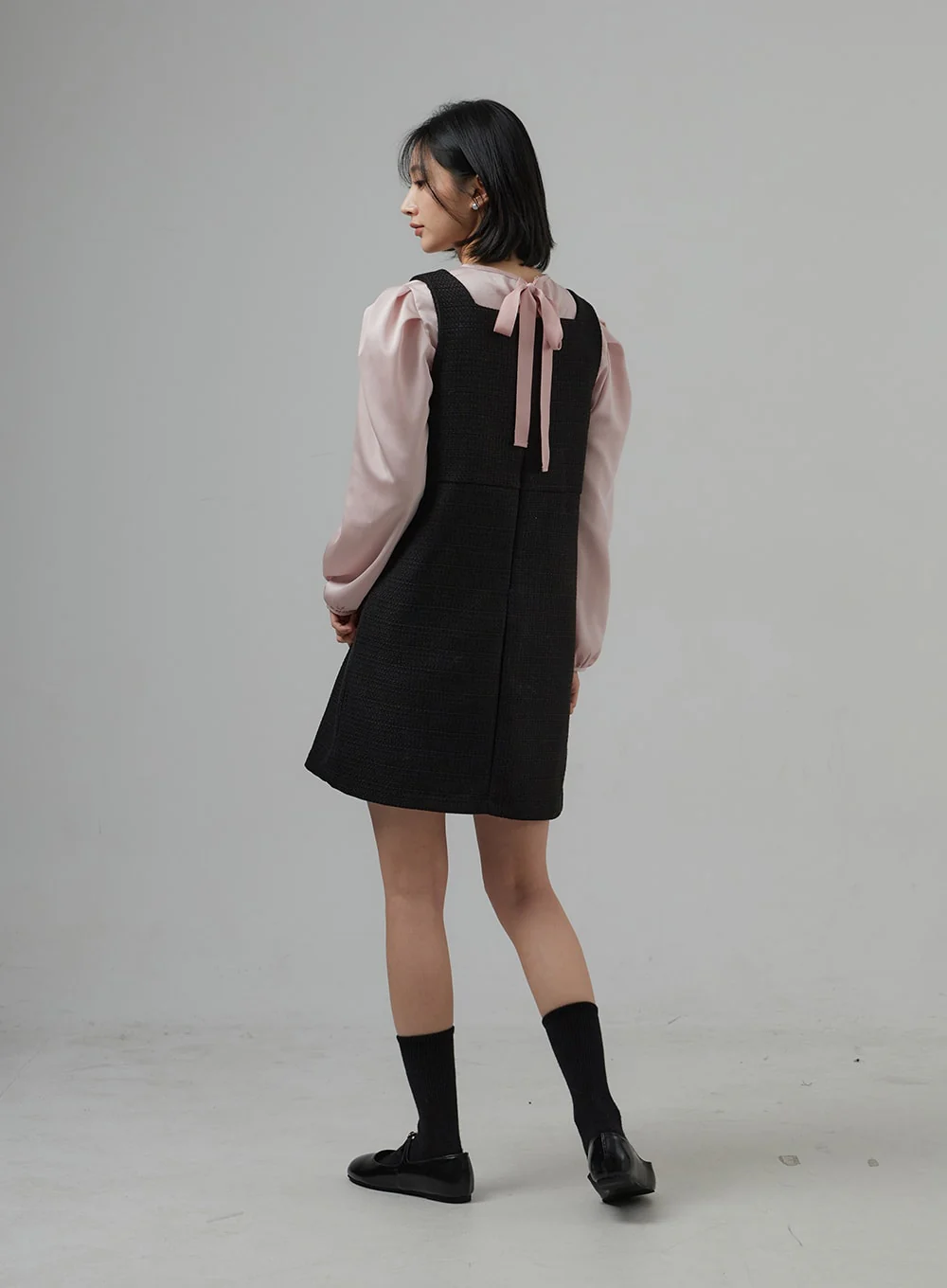 Square Neck Sleeveless Tweed Mini Dress OD29 - Image 9