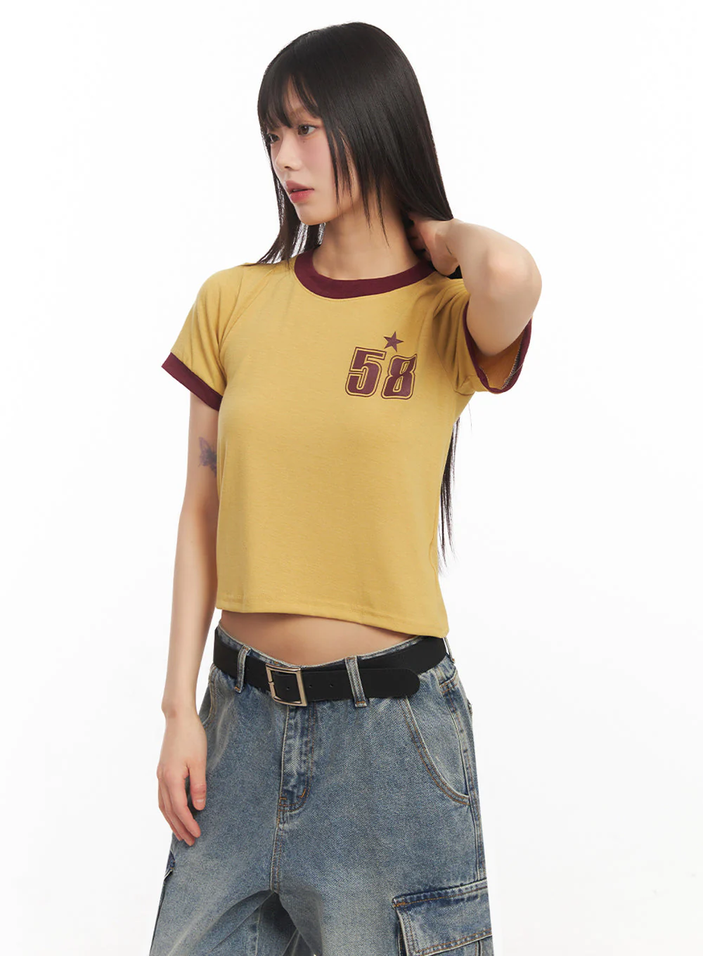 Star Number Graphic Crop Top IY502 - Image 8