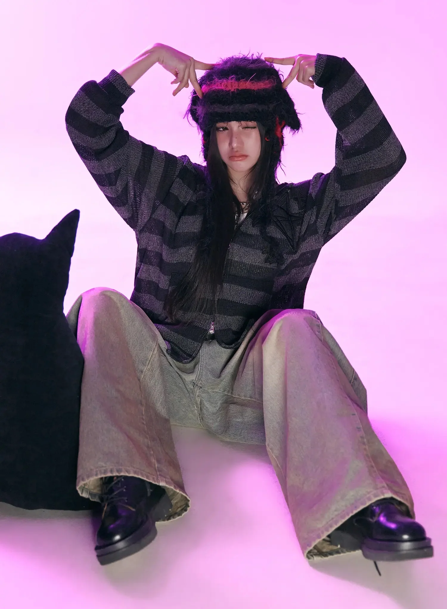 Star Patch Striped Zip-Up IS525 - Image 12