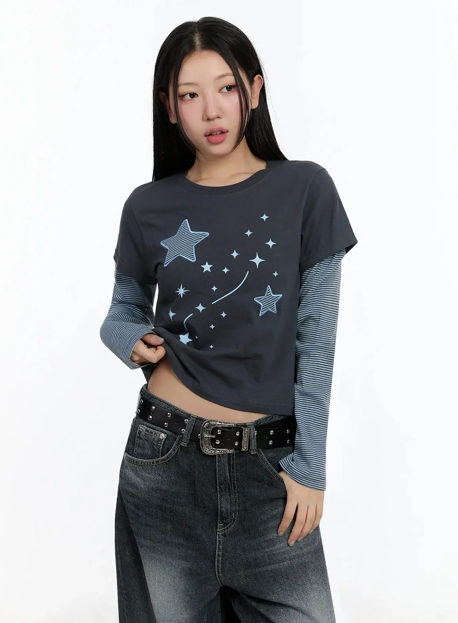 Star-Themed Layered Sleeve Top IM509 - Image 18