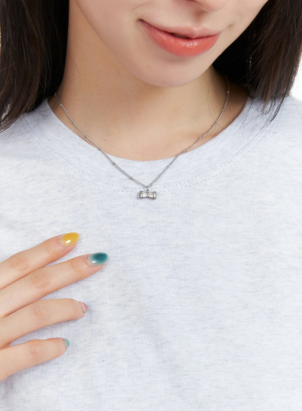 Steel Ribbon Necklace IG406 - Image 2