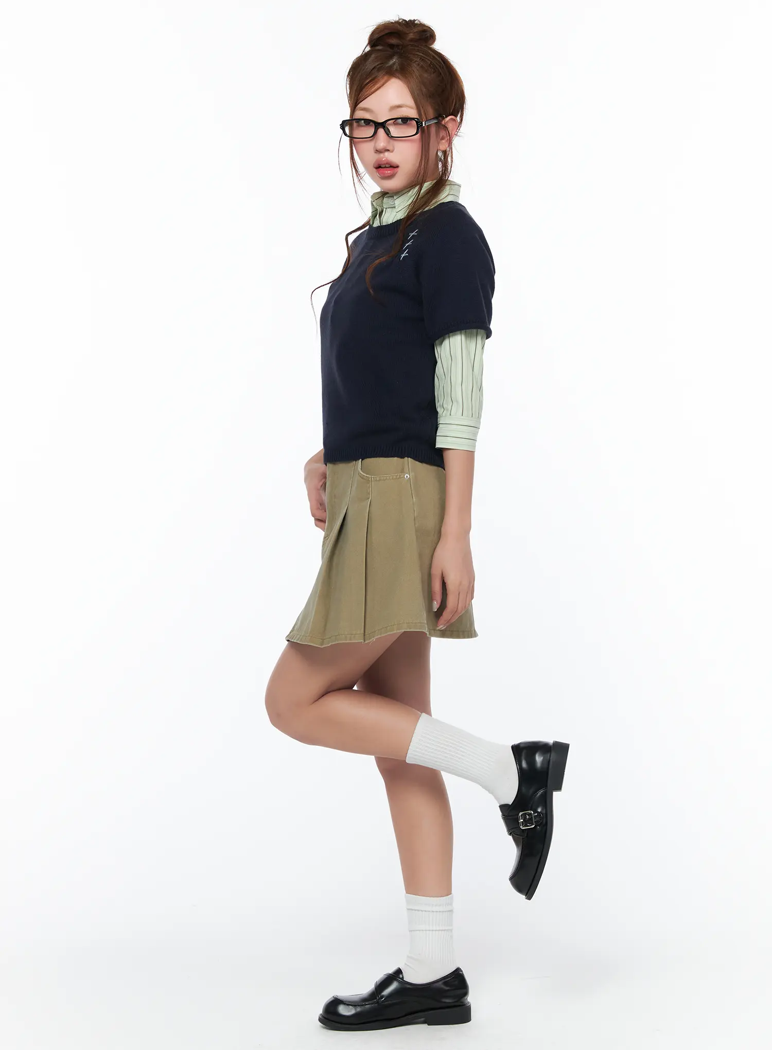 Stitch Detail Short Sleeve Knit Top CA514 - Image 5