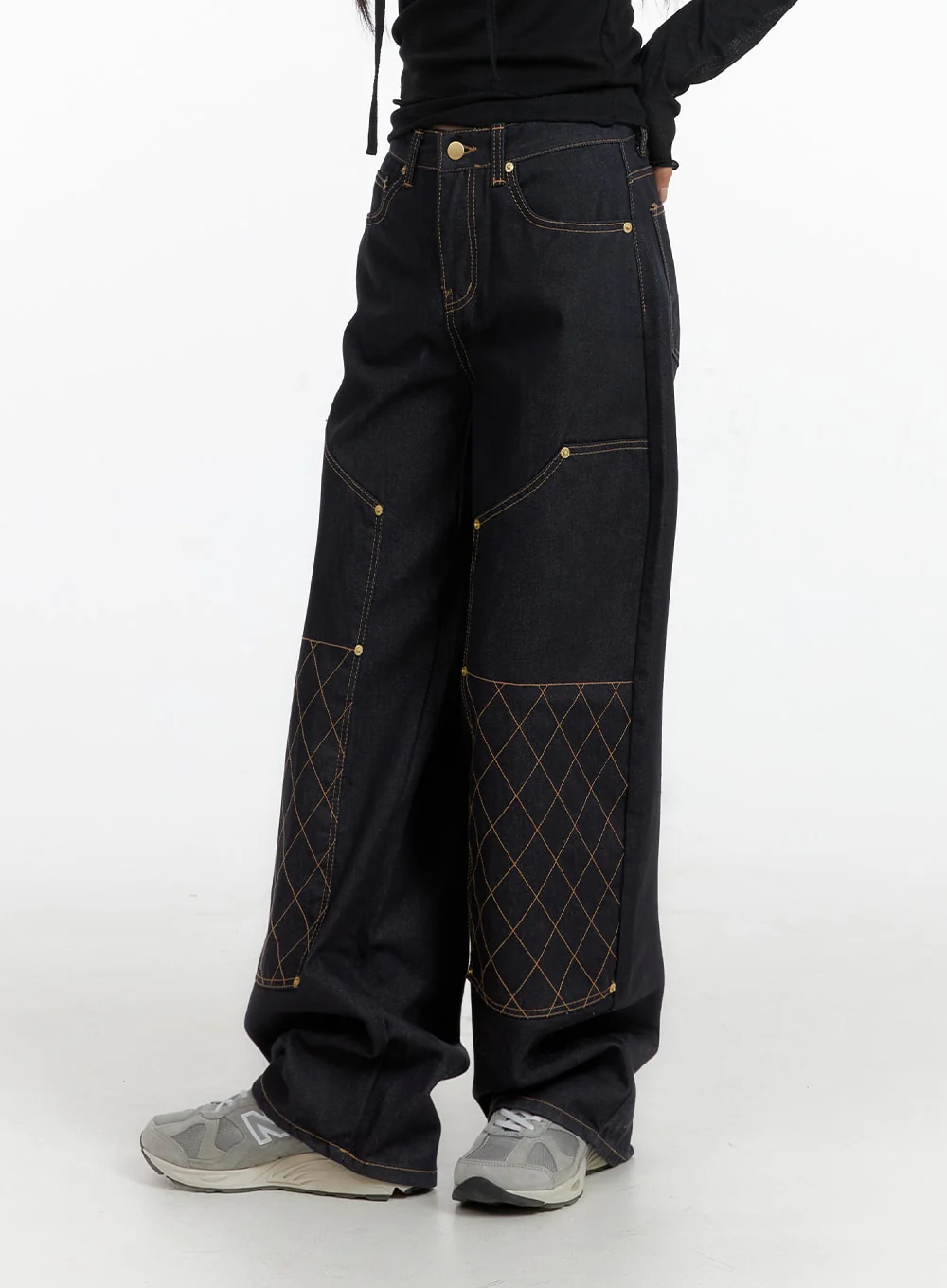 Stitched Wide Denim Jeans CF408 - Image 3