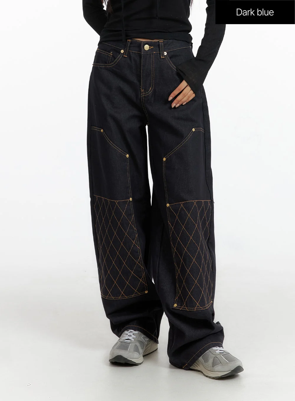 Stitched Wide Denim Jeans CF408 - Image 7