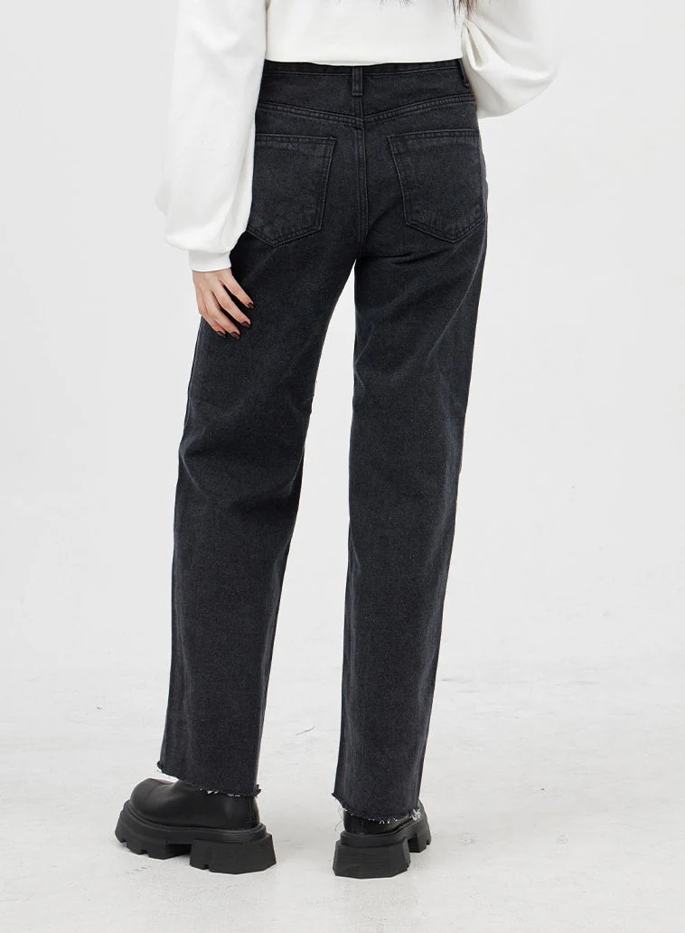 Straight Leg Black Jeans BM316 - Image 9