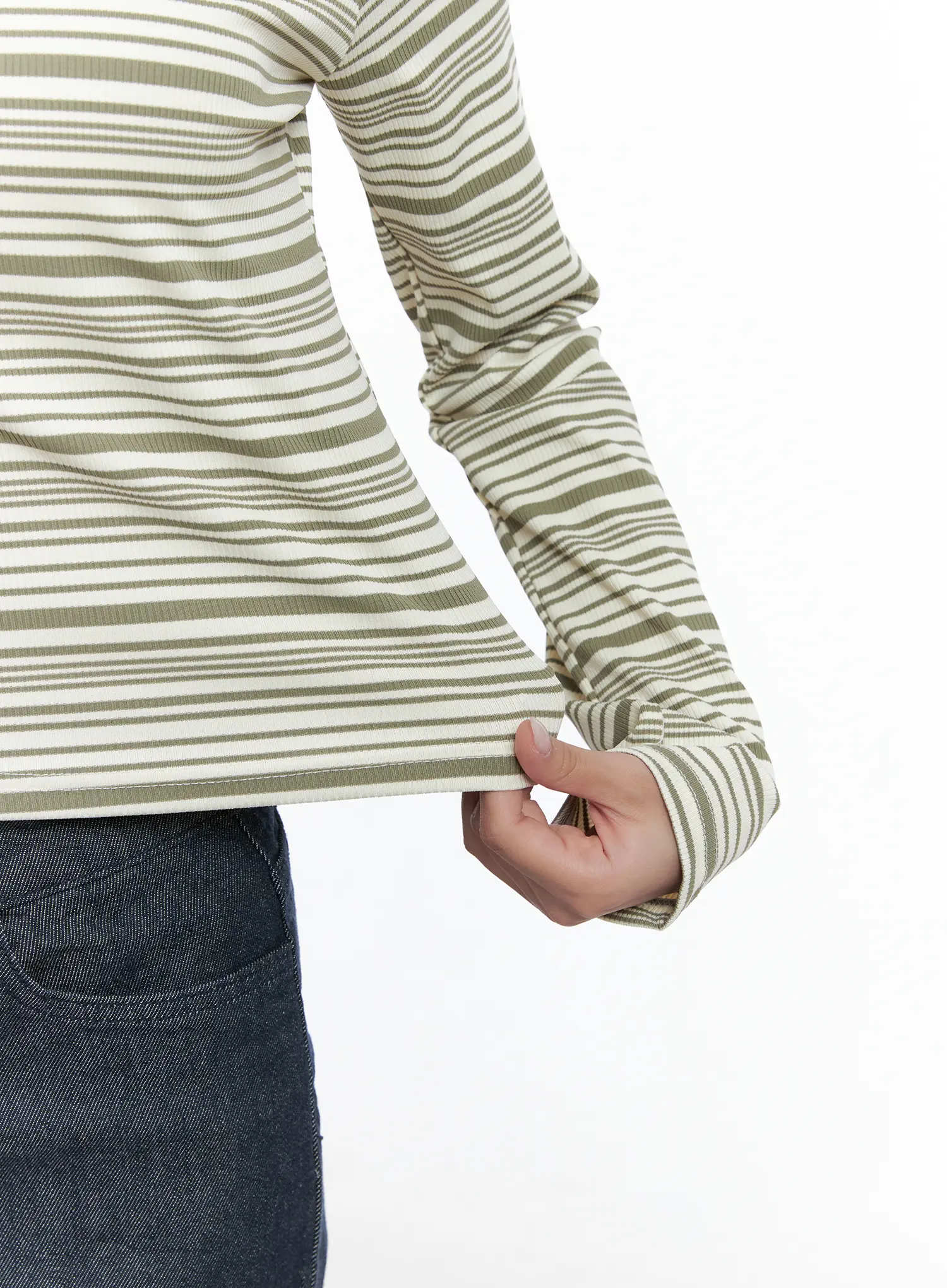 Stripe Off-Shoulder Long Sleeve Top CS502 - Image 4