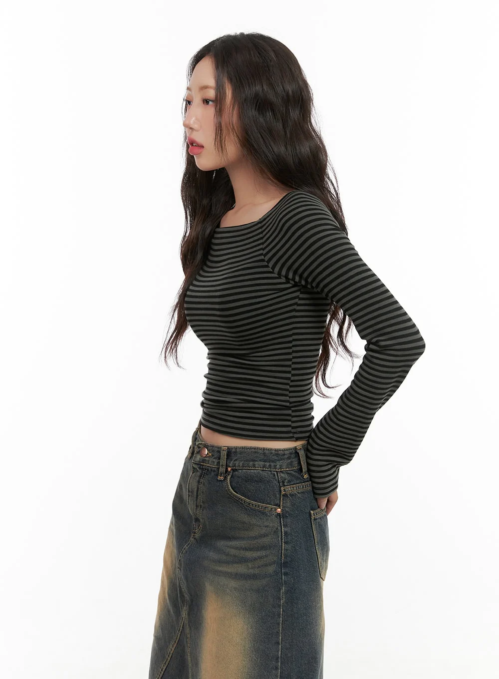 Stripe Square Neck Long Sleeve CG423 - Image 3