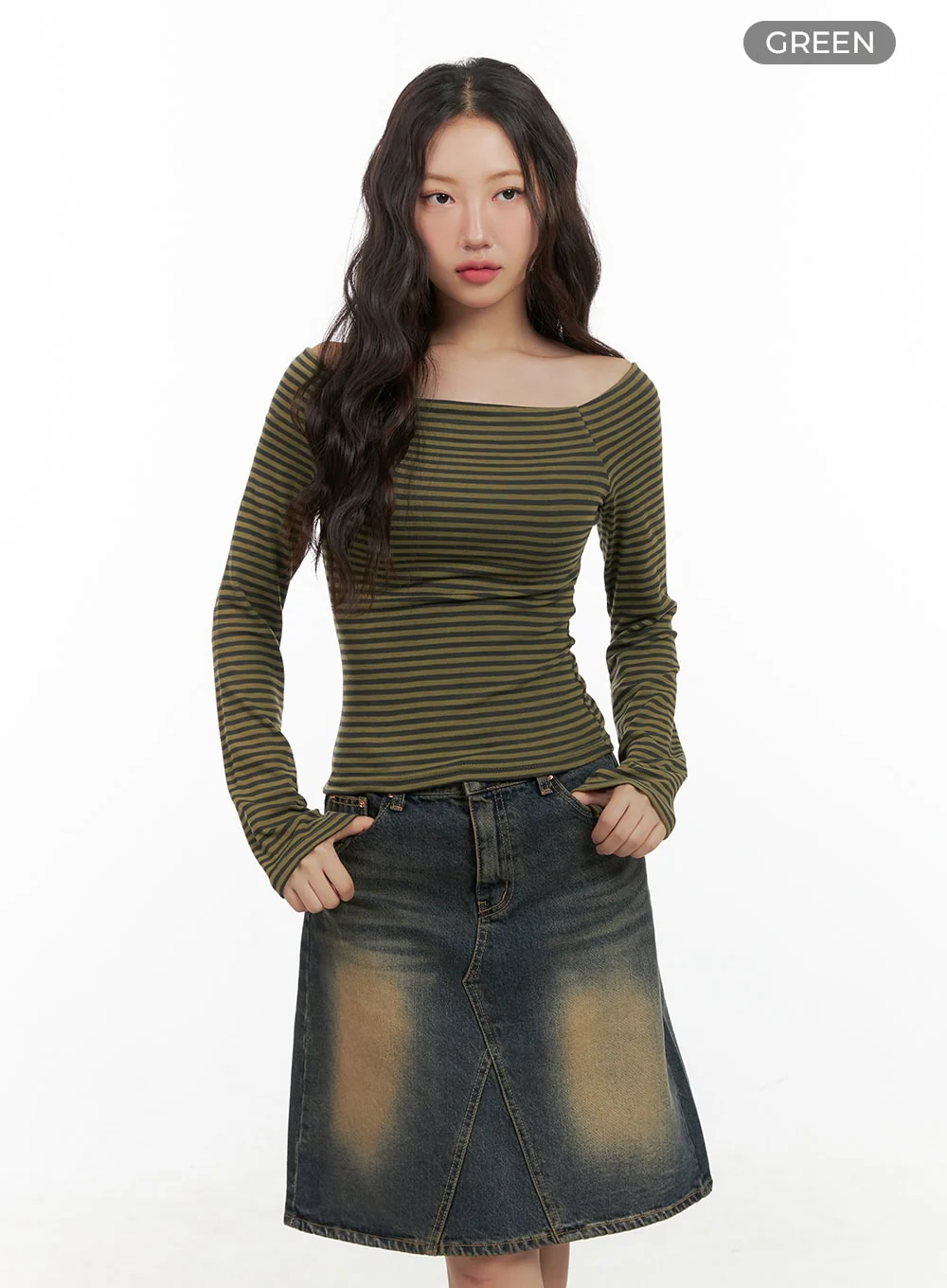 Stripe Square Neck Long Sleeve CG423 - Image 7