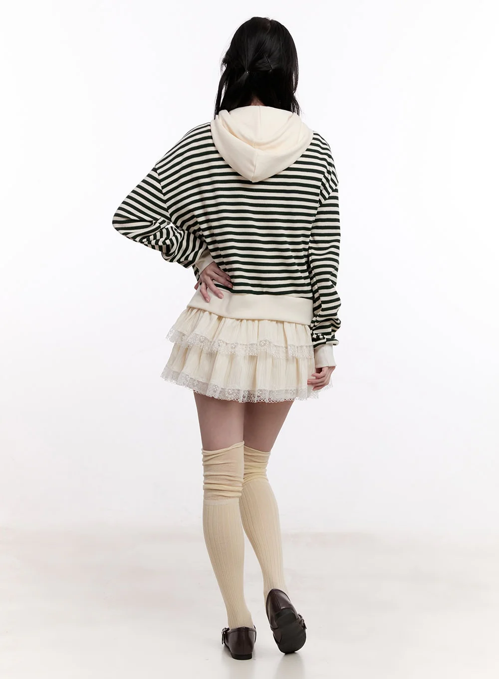 Stripe Zip-Up Hooded Knit Jacket CM527 - Image 6