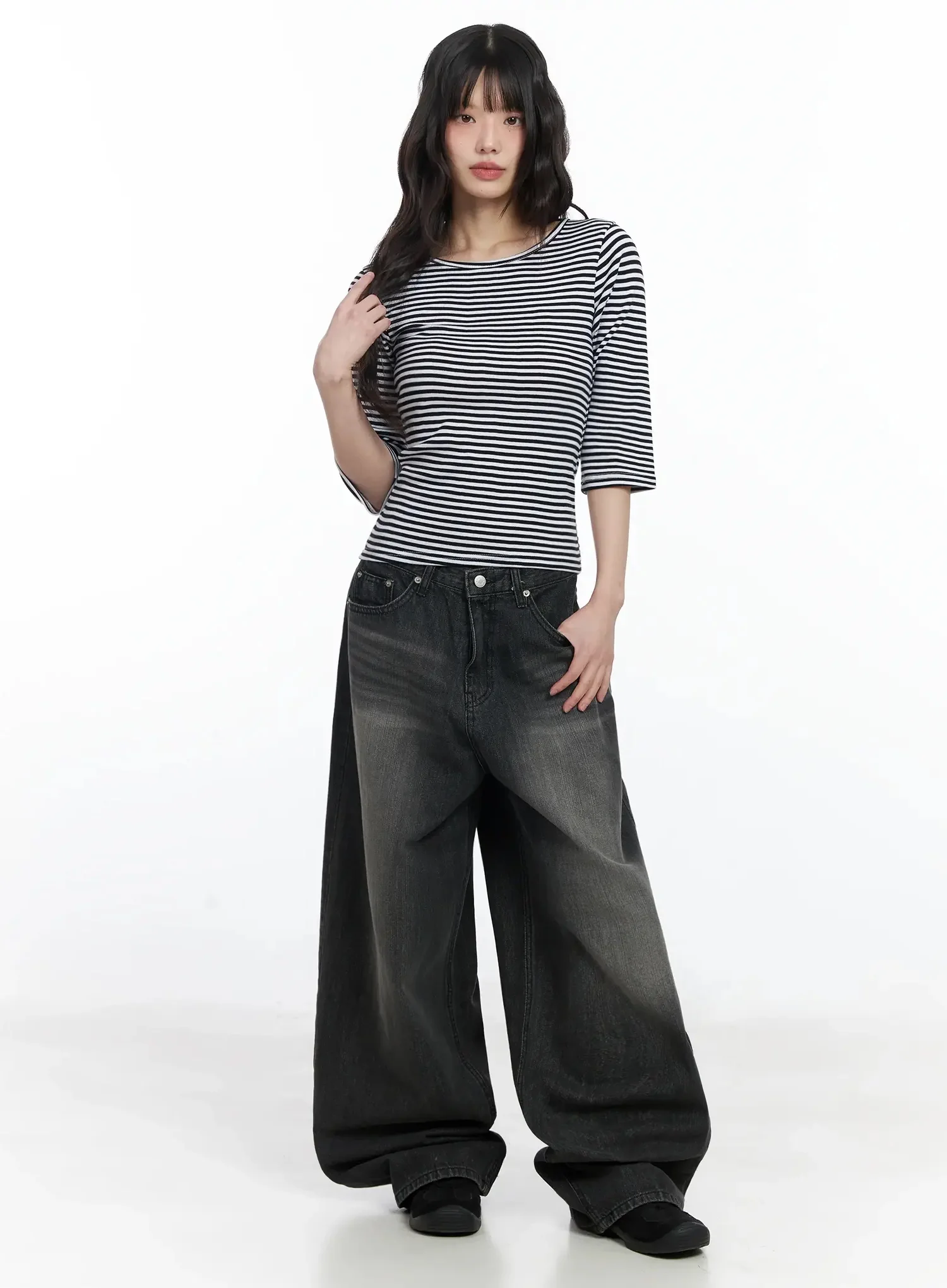 Striped 3/4 Sleeve Top IF505 - Image 10