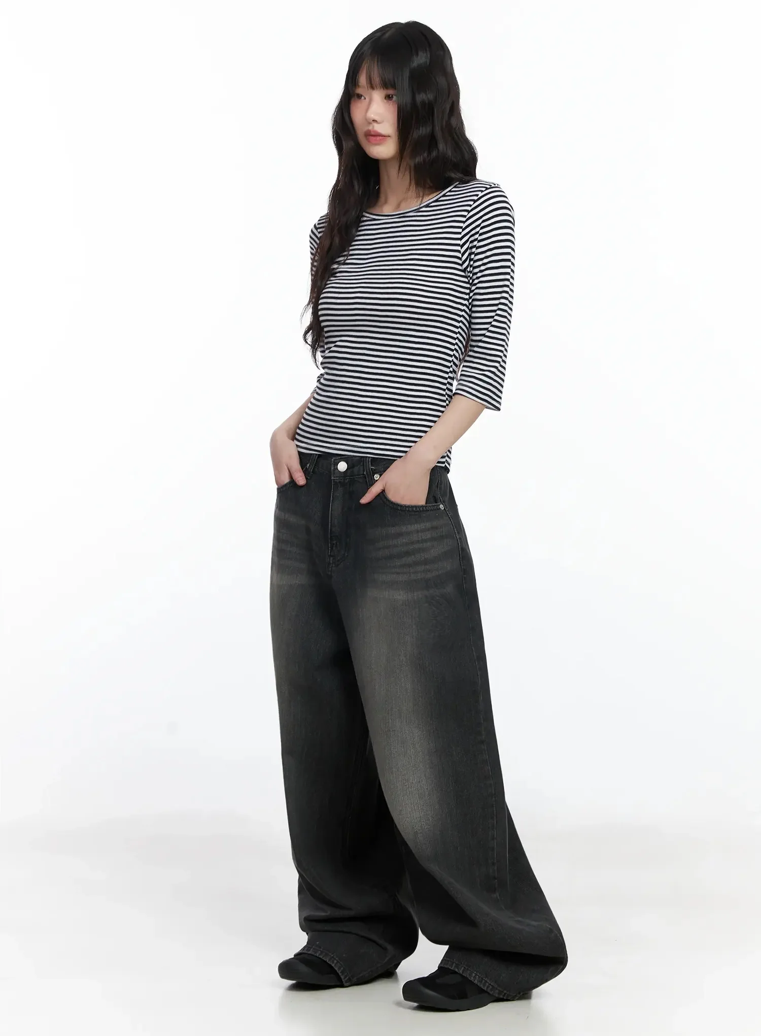 Striped 3/4 Sleeve Top IF505 - Image 11