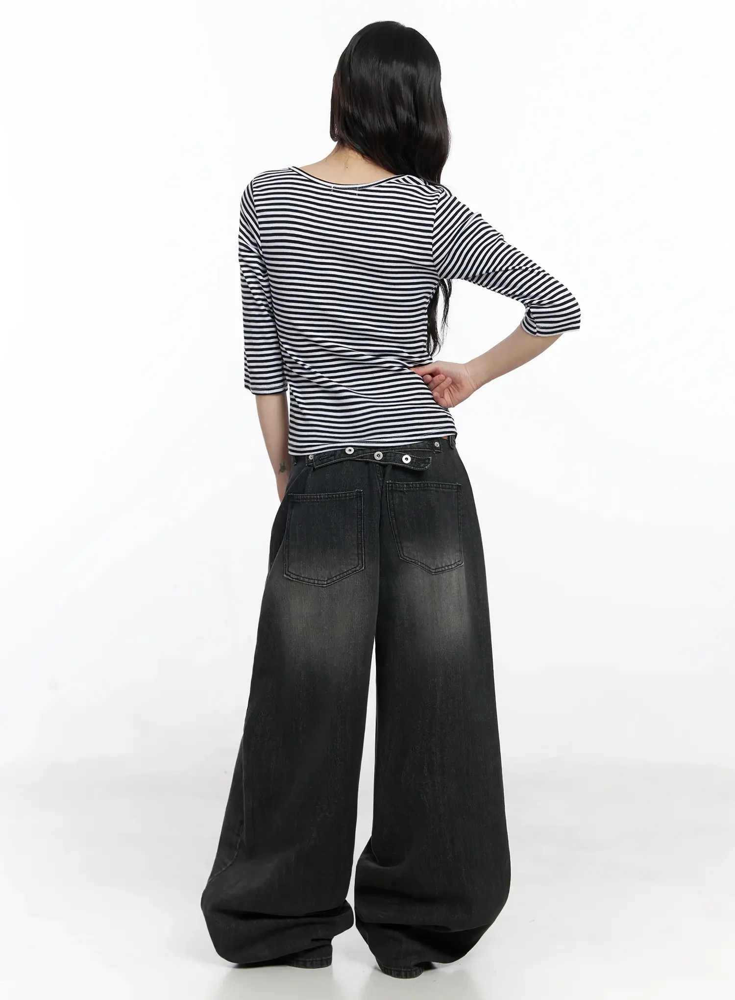 Striped 3/4 Sleeve Top IF505 - Image 12