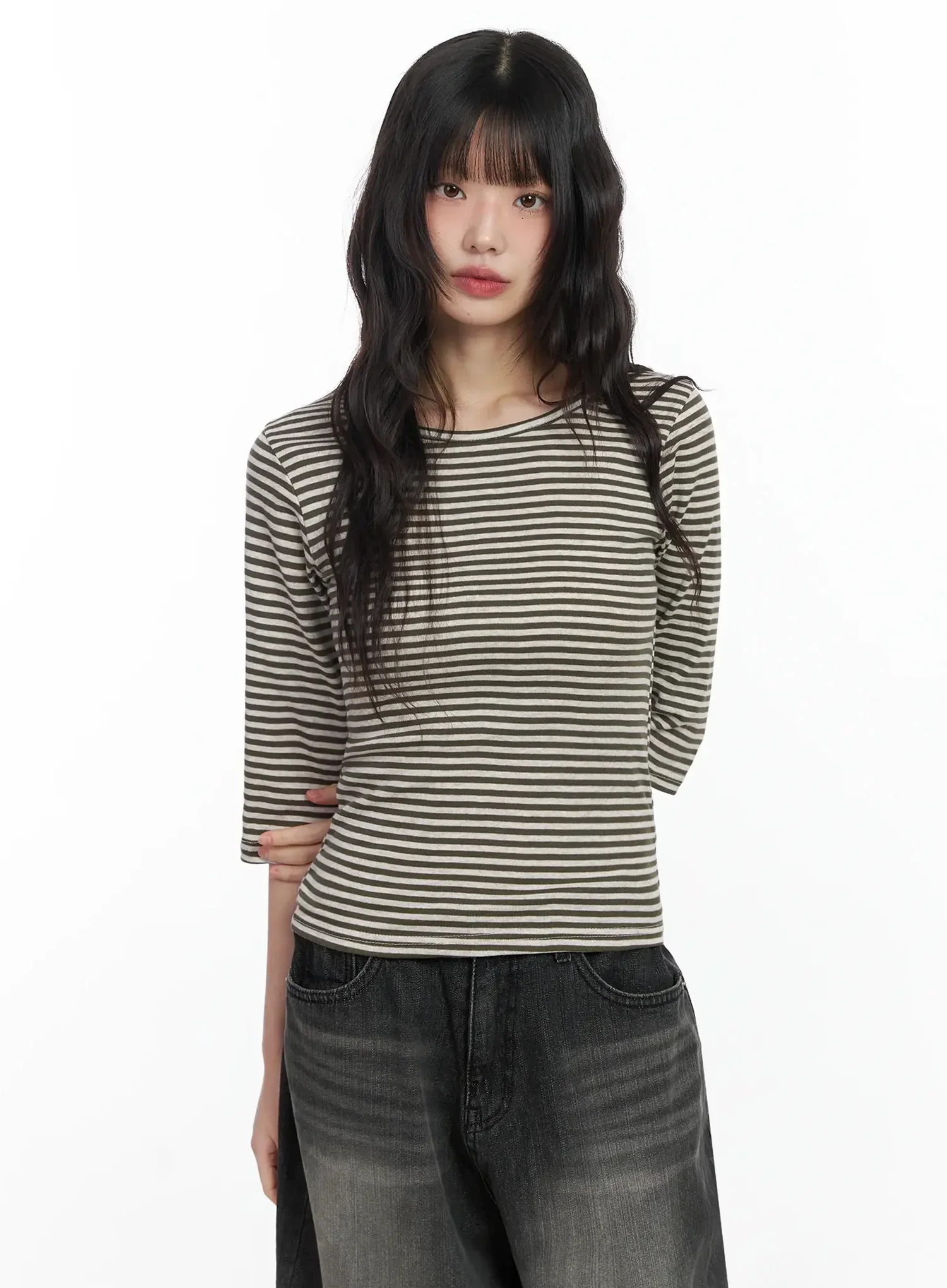 Striped 3/4 Sleeve Top IF505 - Image 14