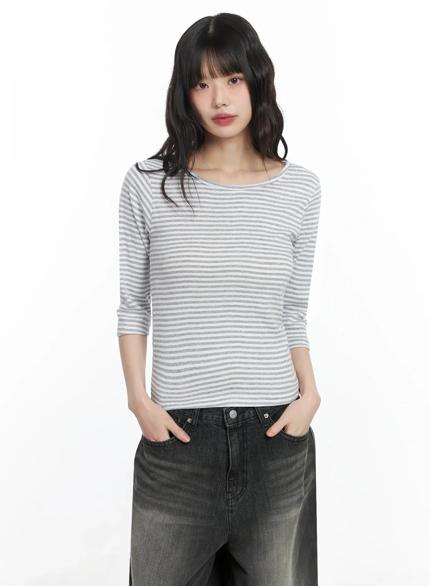 Striped 3/4 Sleeve Top IF505 - Image 15