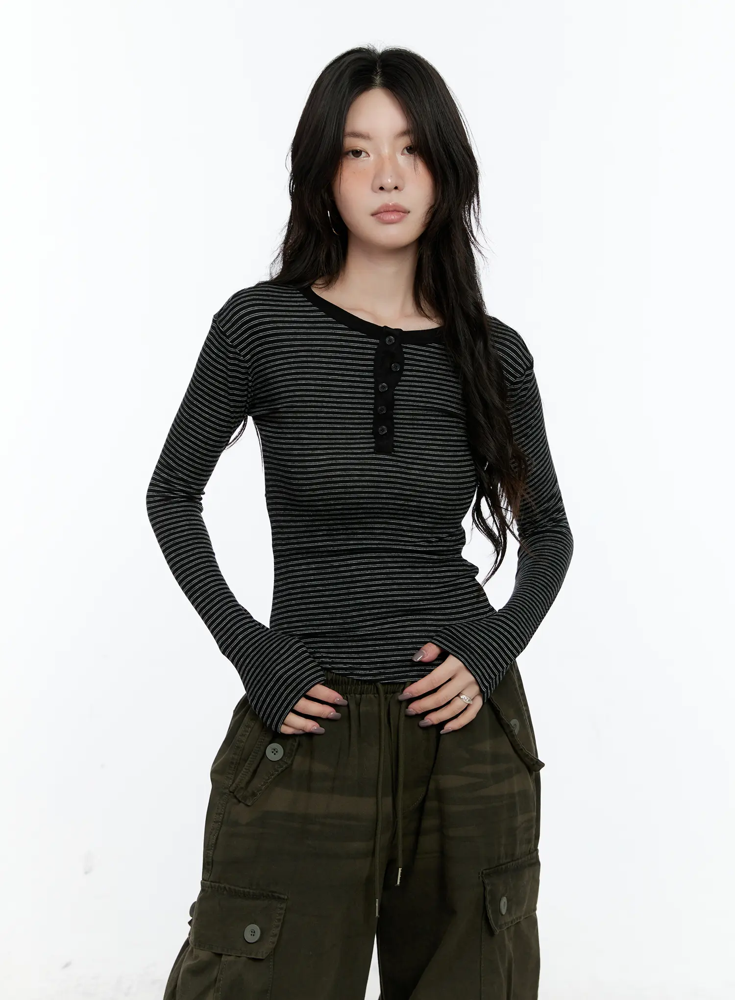 Striped Button Slim Fit Tee CN517 - Image 10