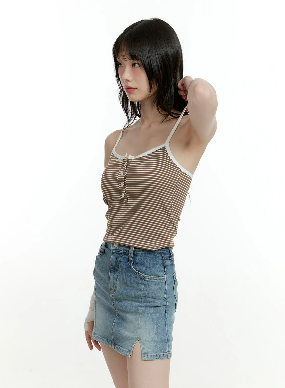 Striped Buttoned Crop Cami Top CF423 - Image 3