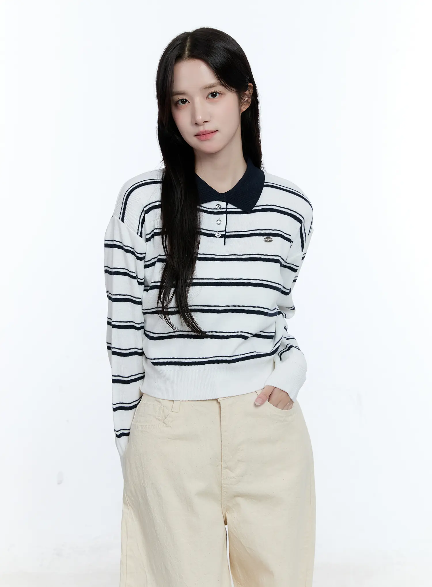 Striped Collared Long Sleeve Top CG513 - Image 10
