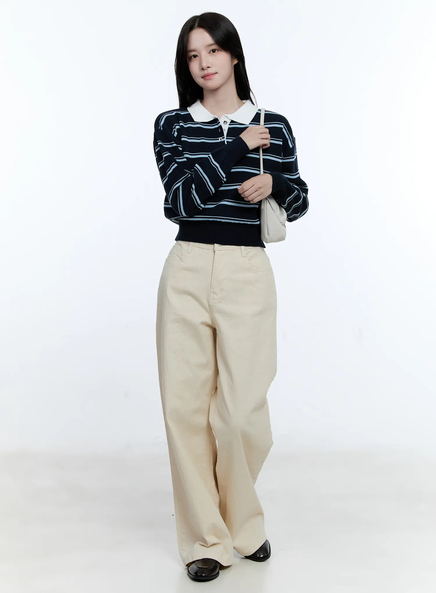 Striped Collared Long Sleeve Top CG513 - Image 3