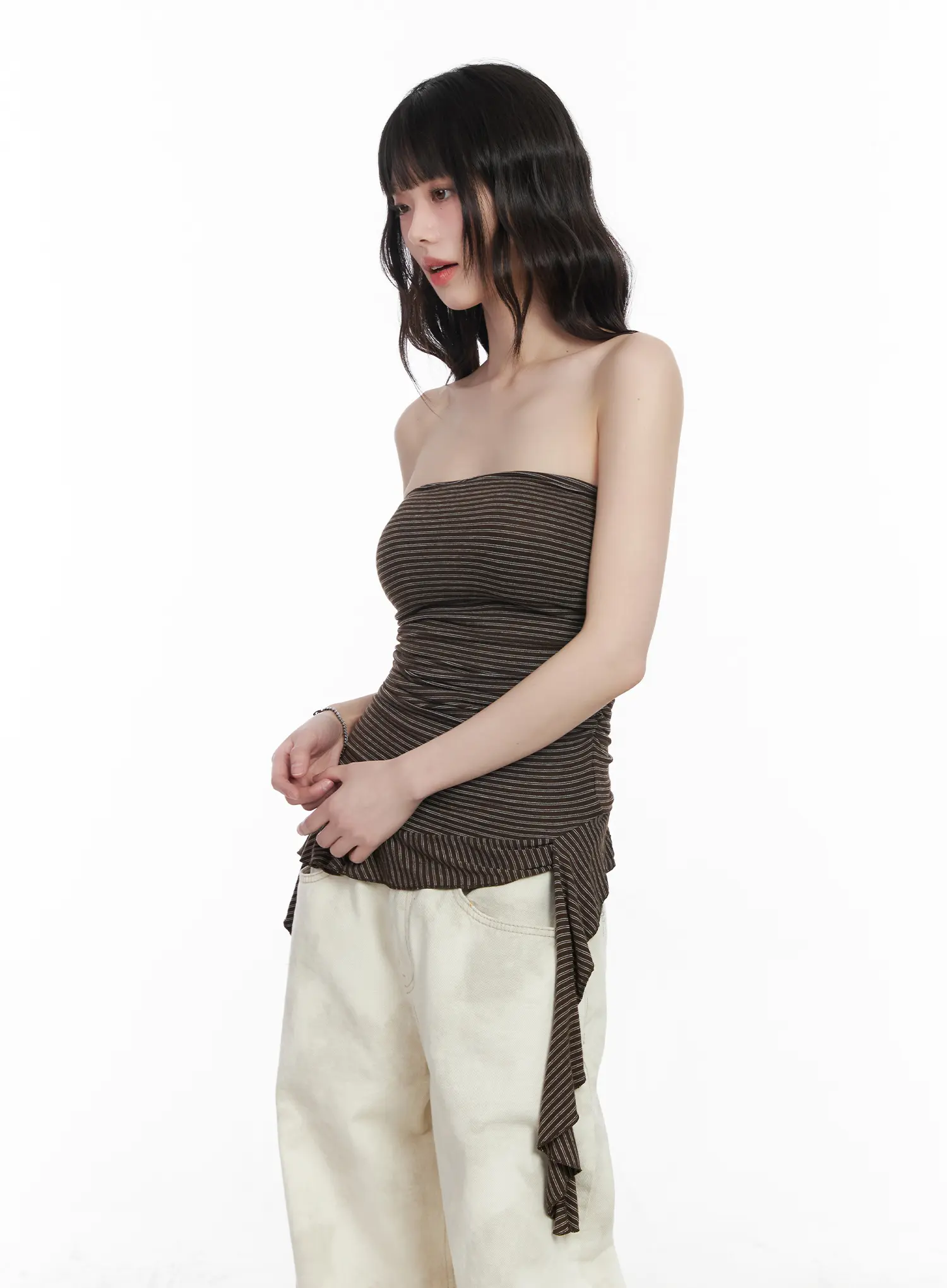 Striped Frill Detail Tube Top CM526 - Image 7