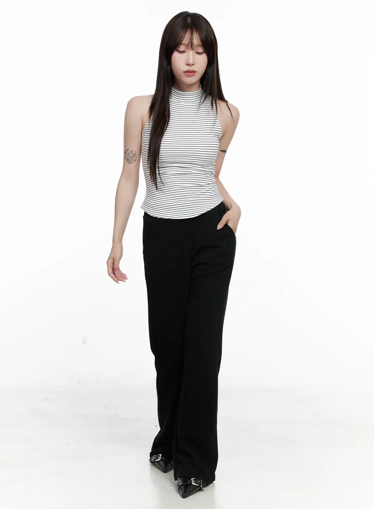 Striped High Neck Sleeveless Top CO521 - Image 3