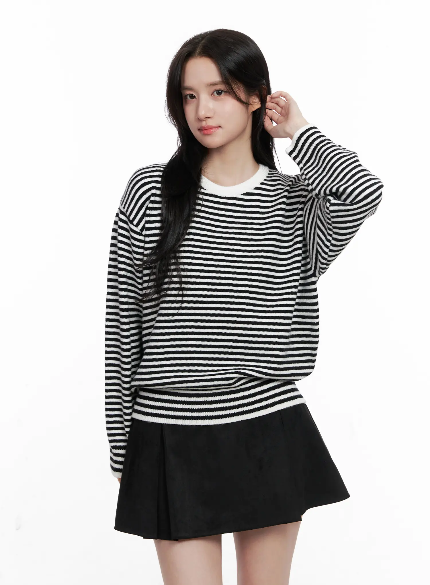 Striped Round Neck Knit Sweater CO524 - Image 2